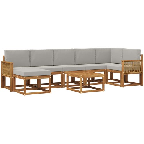  Set vanjskih sofa 8 kom. Prirodna i svjetlosiva Poliester Slike