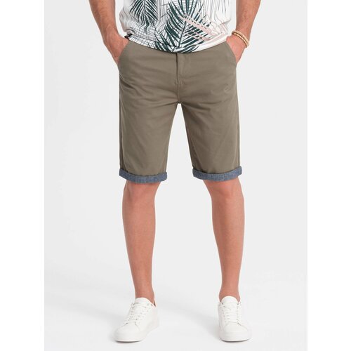 Ombre Men's chinos shorts with denim trim Cene