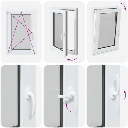  Prozor za podrum RISOR Bijeli 60 x 100 cm PVC i staklo - Bijeli 60 x 100 cm (trostruki sloj) Nagibanje i okretanje lijevo Slike