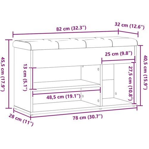  Klupa za cipele obrtnički hrast 82x32x45,5 cm izrađeno drvo Slike