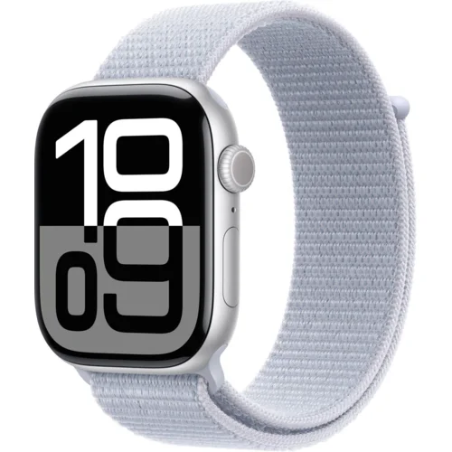 Apple Watch Series 10 GPS 42mm Silver AC, Blue Cloud Sport Loop, (MWWD3QCA)