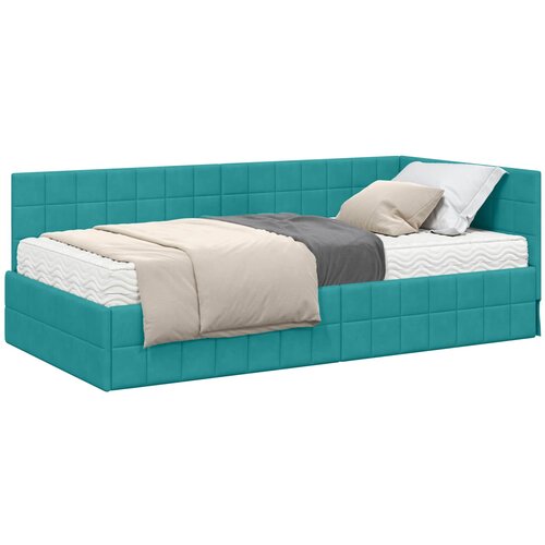 vidaXL Kotni okvir postelje z matrico z vzglavjem 2 pcs Turkizna Žamet, (5000162989) Cene