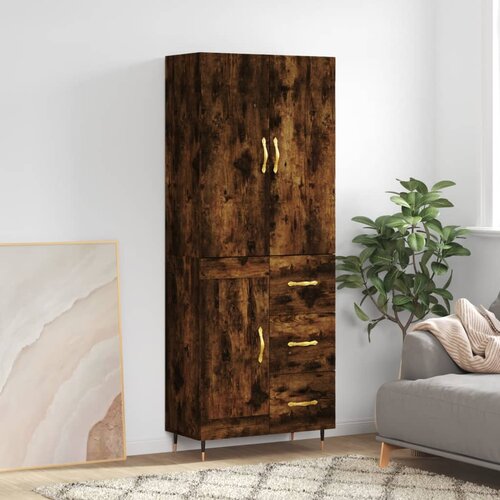 vidaXL Visoka komoda dimljeni hrast 69 5x34x180 cm konstruiranog drva Cene