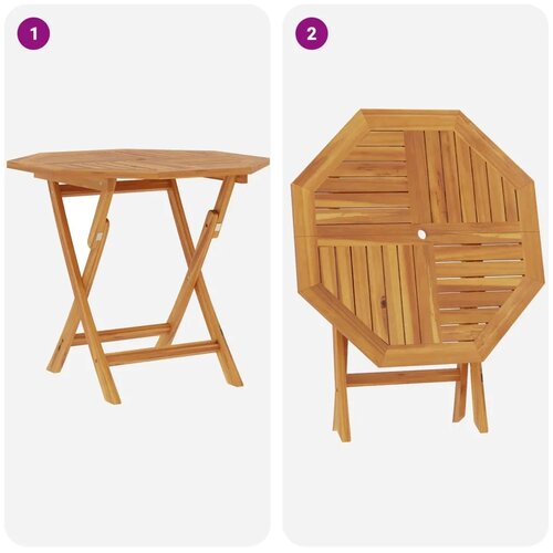  5-dijelni sklopivi vrtni bistro set Prirodna - Osmerokut 4 sjedala Bez naslona za ruke Slike