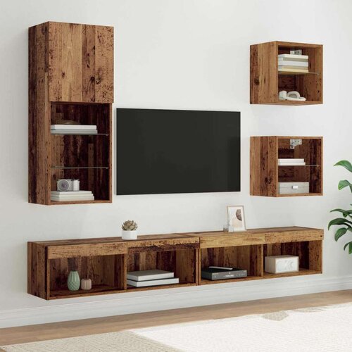 TV zidne jedinice s LED-om Zidne 5 pcs Staro drvo Konstruirano drvo Cijene