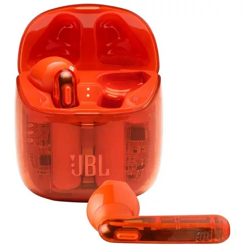 Jbl brezžične ušesne slušalke T225TWS prosojno oranžna