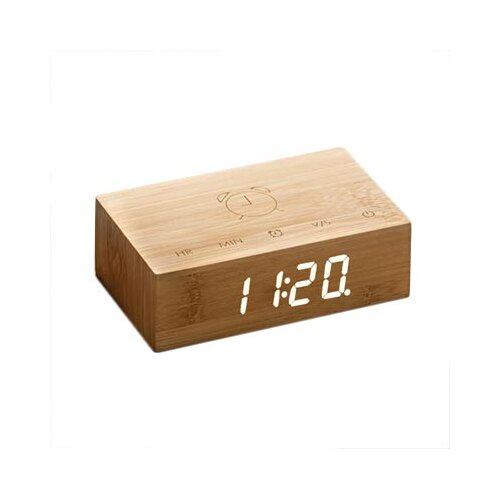 Gingko Electronics svetlo rjava lesena LED budilka Flip Click Cene