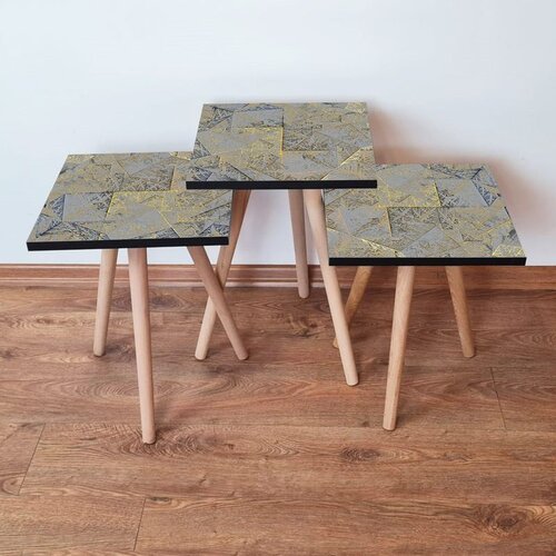 Hanah home 3Shp225 - grey greygoldbeige nesting table (3 pieces) Cene