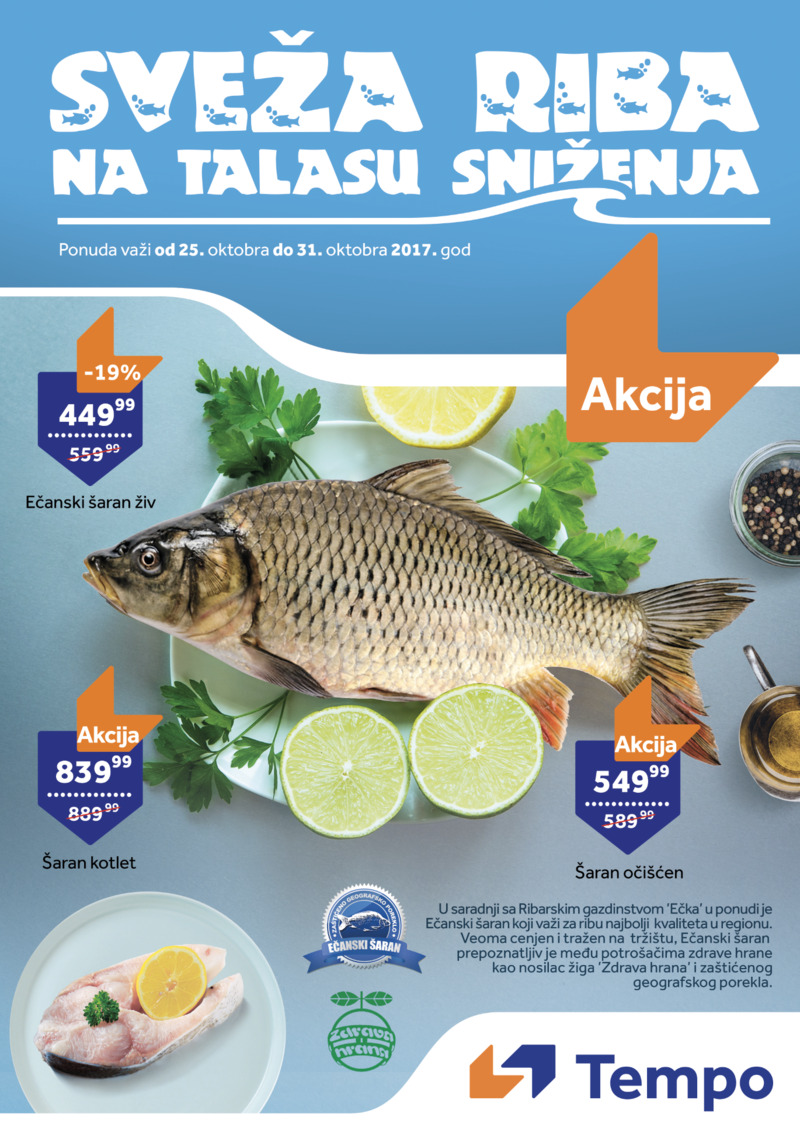 Tempo katalog sveža riba na talasu sniženja