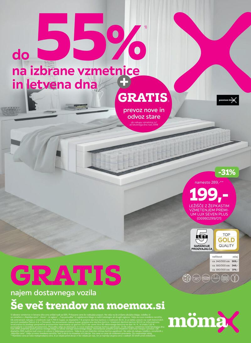 Mömax katalog akcija Do -55% na izbrane vzmetnice in letvena dna