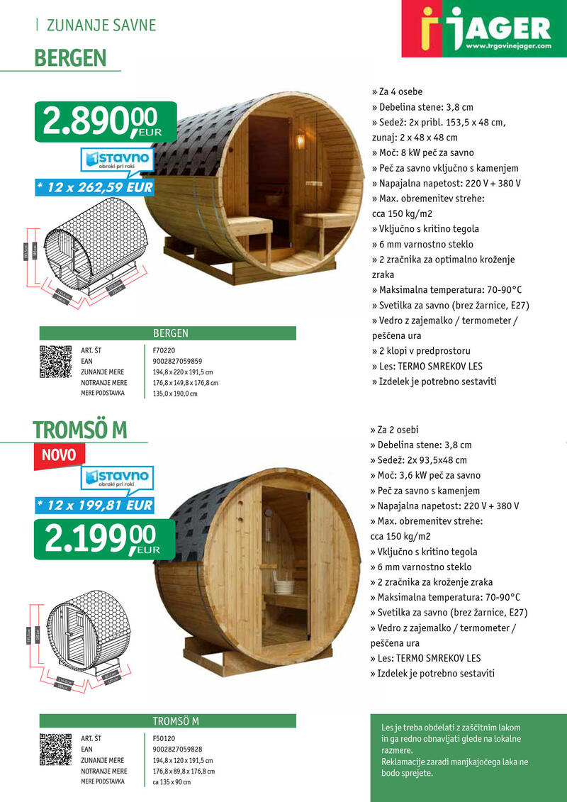 Jager savne in masažni bazeni