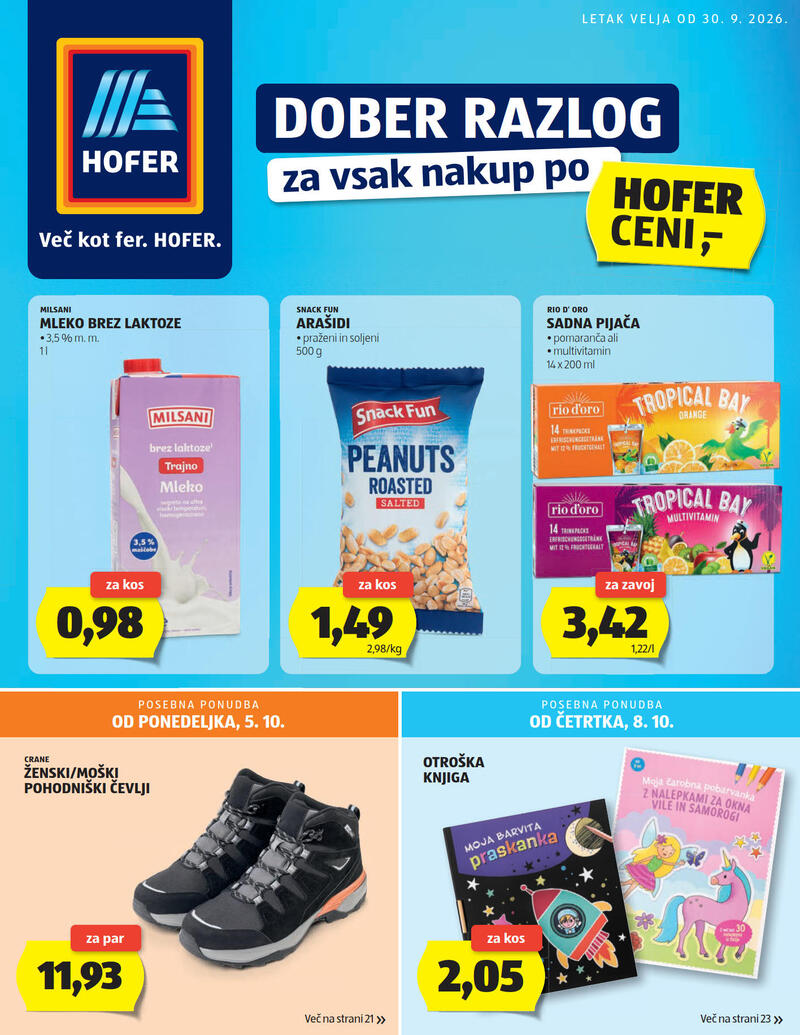 Hofer katalog akcija Tedenska akcija
