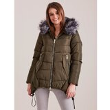 Fashionhunters Ženska prošivena zimska jakna od kaki boje  cene