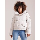 Fashionhunters Kratka zimska jakna od ecrua  cene