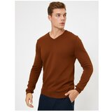 Koton Men's Coffee V Collar Sweater  cene
