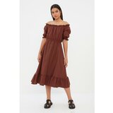 Trendyol Brown Pleated Dress  cene