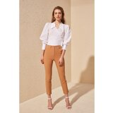 Trendyol Ženske pantalone Basic bela | narandžasta | krem