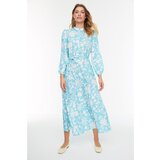 Trendyol Blue Floral Pattern Belted Woven Dress  cene