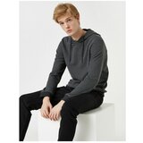 Koton Men's Gray Striped Hooded Long Sleeve Sweatshirt  cene