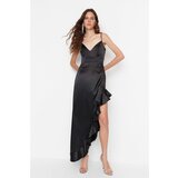 Trendyol Limited Edition Black Slit Detailed Satin Dress  cene
