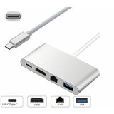 E-green adapter USB Tipc C - HDMI + USB 3.0 + Tip C + RJ45 (F)  cene