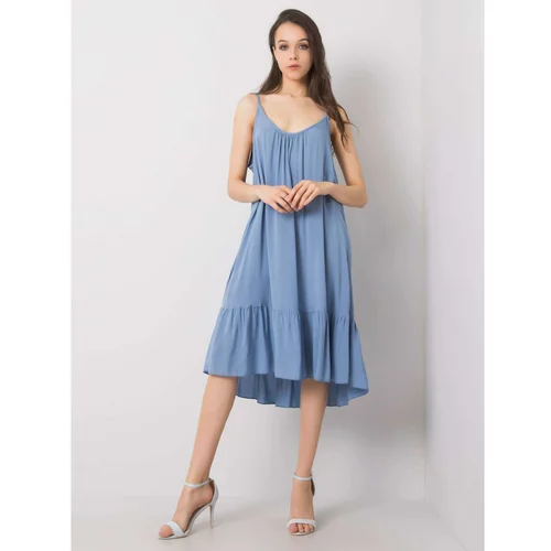 Fashionhunters OCH BELLA Ladies' blue dress with a frill