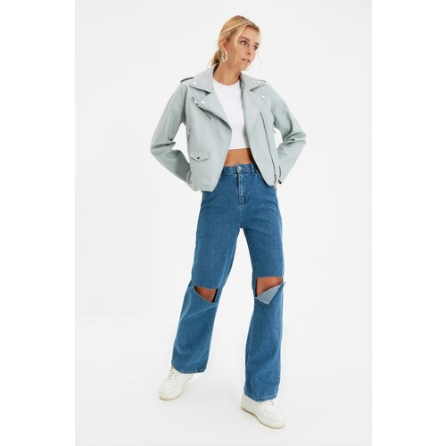 Trendyol Blue Ripped Detailed High Waist 90's Wideleg Jeans  Cene