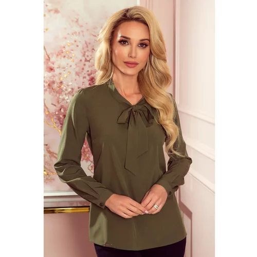 NUMOCO 140-14 Blouse with a binding at the front - KHAKI