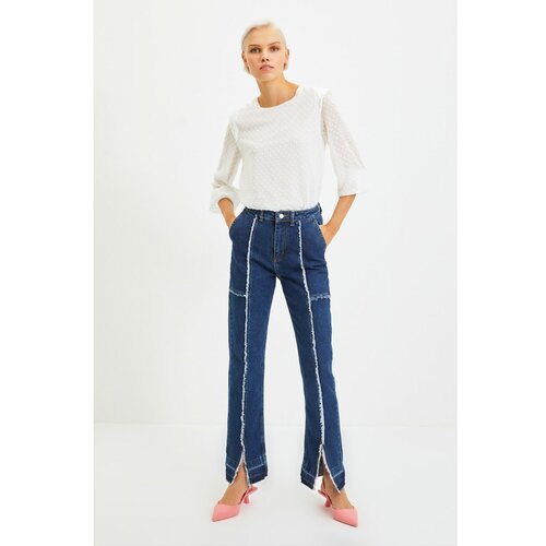 Trendyol Blue Tassel Detailed High Waist Bootcut Jeans Slike