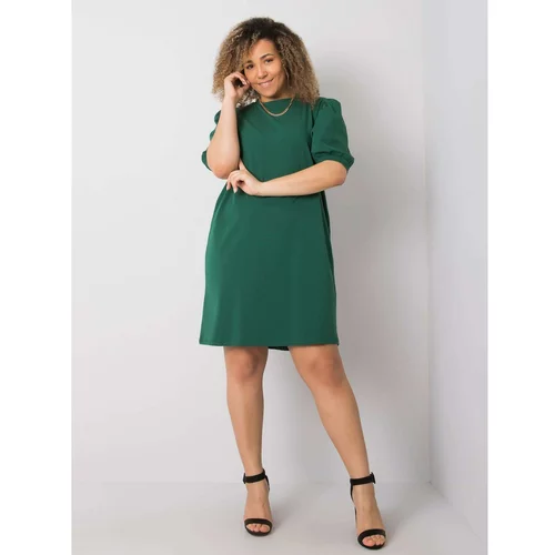 Fashionhunters Dark green cotton plus size dress