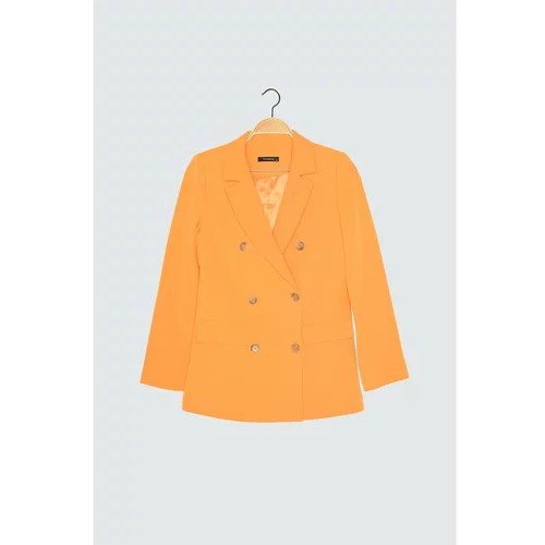 Trendyol Orange Button And Pocket Detailed Blazer Jacket