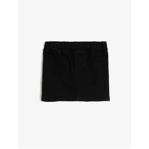 Koton Girl's Slim Stretch Fabric Over Knee Skirt With Embellishment Front Pocket Elastic Waist