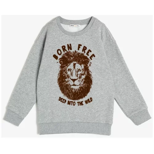 Koton Boys Gray Gray Kids Embroidered Sweatshirt