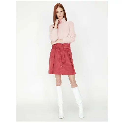Koton Women's Pink Velvet Mini Skirt
