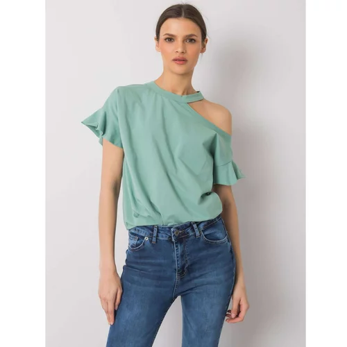 Fashionhunters Pistachio cotton blouse