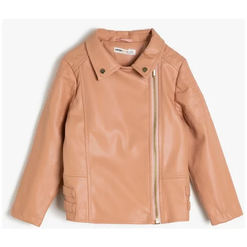 Koton Pink Kids Leather Look Coat
