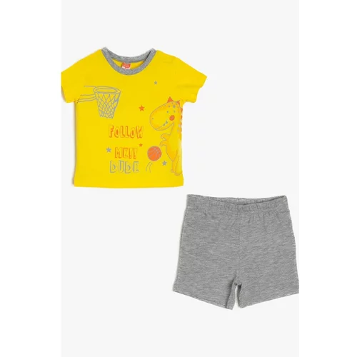 Koton Yellow Baby Boy Printed T-Shirt Set