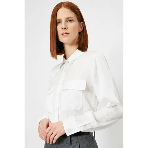 Koton Women's Long Sleeve Pocket Detailed Shirt