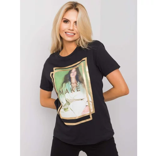 Fashionhunters Women's black t-shirt with a print