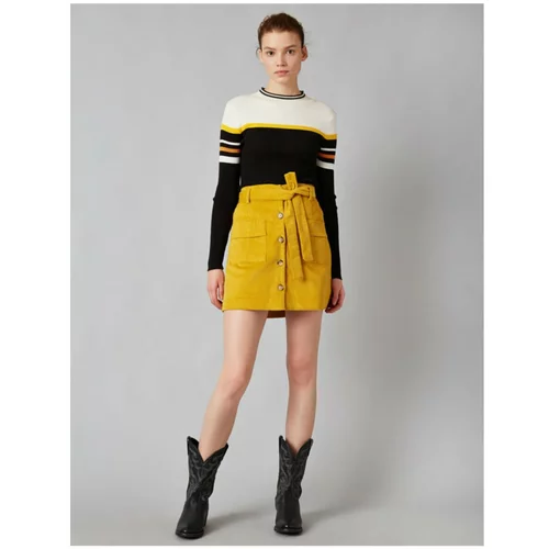 Koton Pocket Detailed Mini Skirt With Corduroy Belt