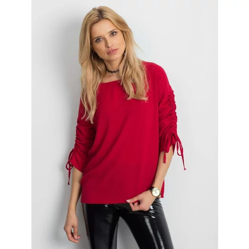 Fashionhunters Red blouse with draped sleeves