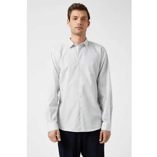 Koton Cotton Long Sleeve Patterned Classic Collar Shirt