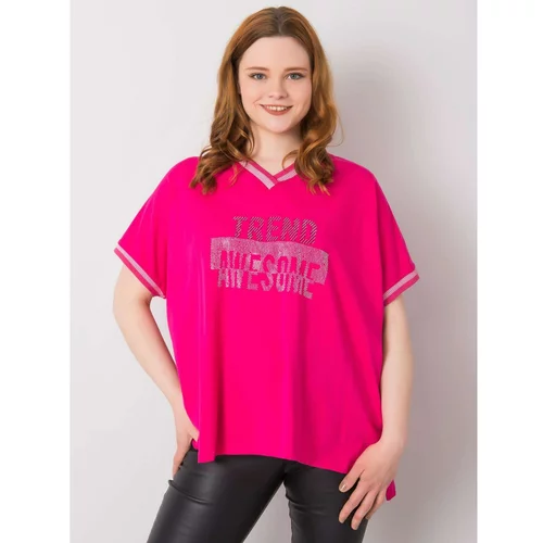Fashionhunters Oversized fuchsia women's blouse with applique