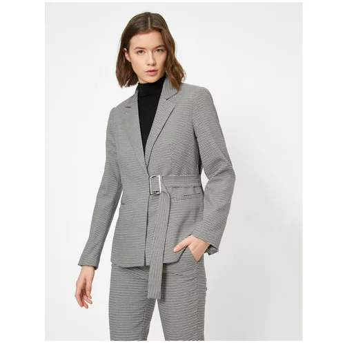 Koton Checkered Side Belt Blazer Jacket