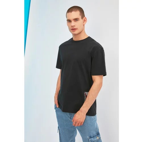Trendyol Black Men's Relaxed Fit Short Sleeve Crew Neck Printed Oversize T-Shirt