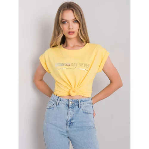 Fashionhunters Yellow women's cotton t-shirt