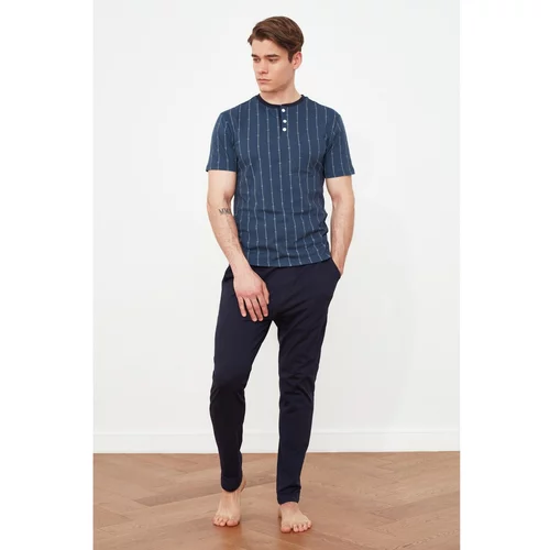 Trendyol Navy Blue Striped Pajamas Set