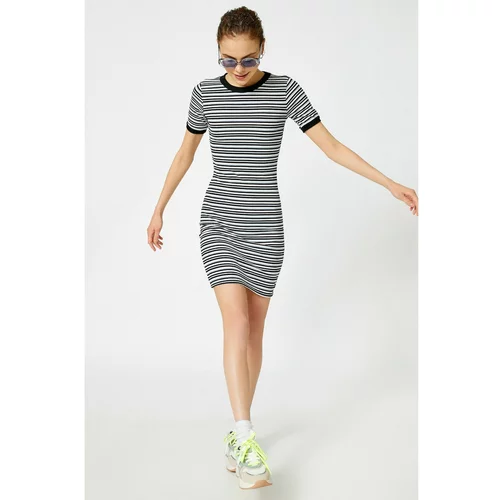Koton Short Sleeve Dress Striped Mini