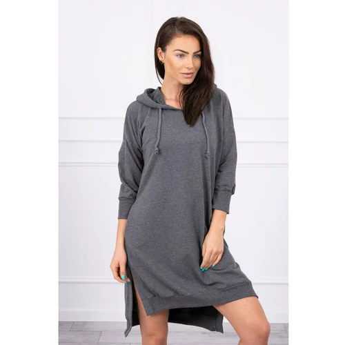 Kesi Dress with a hood and longer back graphite