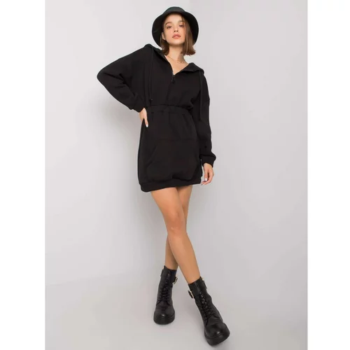 Fashionhunters Women's black dress with a hood